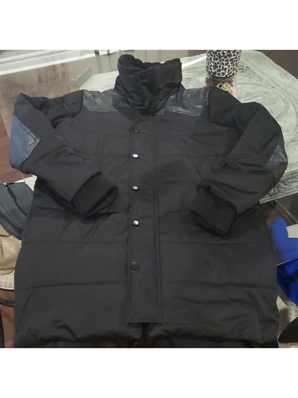 MEMBERS Only MEN'S Long BLACK WINTER Puffer Parka  MEDIUM LIKE NEW